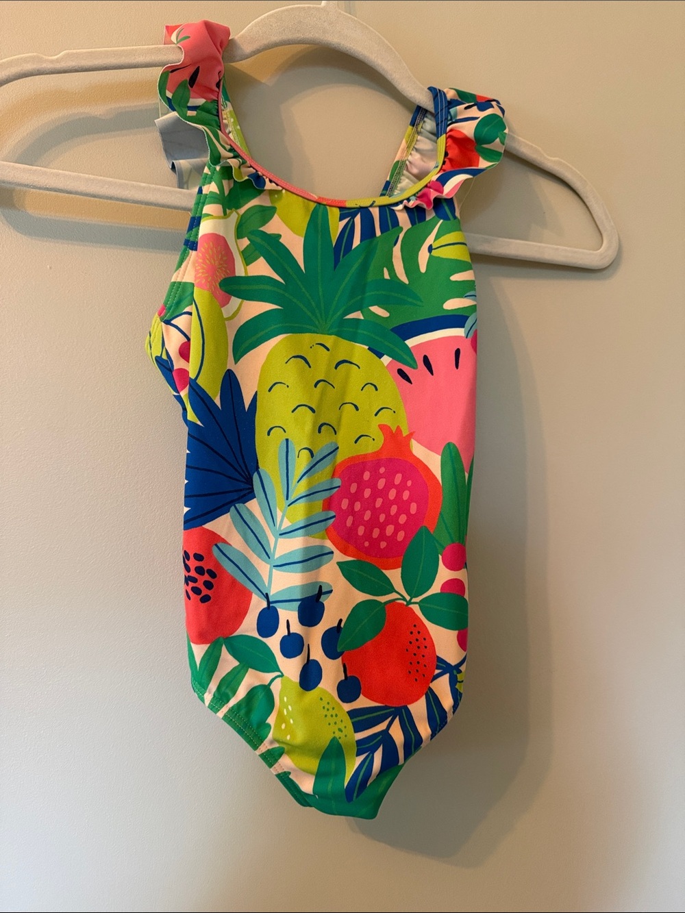 Mini Boden Multi Fruit Print One-Piece Swimsuit - Green, Pink, Blue